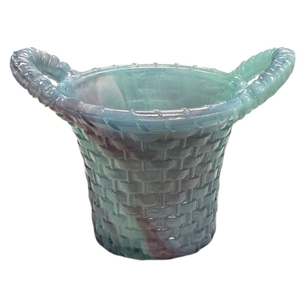 Boyd Glass 2 Handle Basket 1999 Fantasia Slag Toothpick Holder B Mark